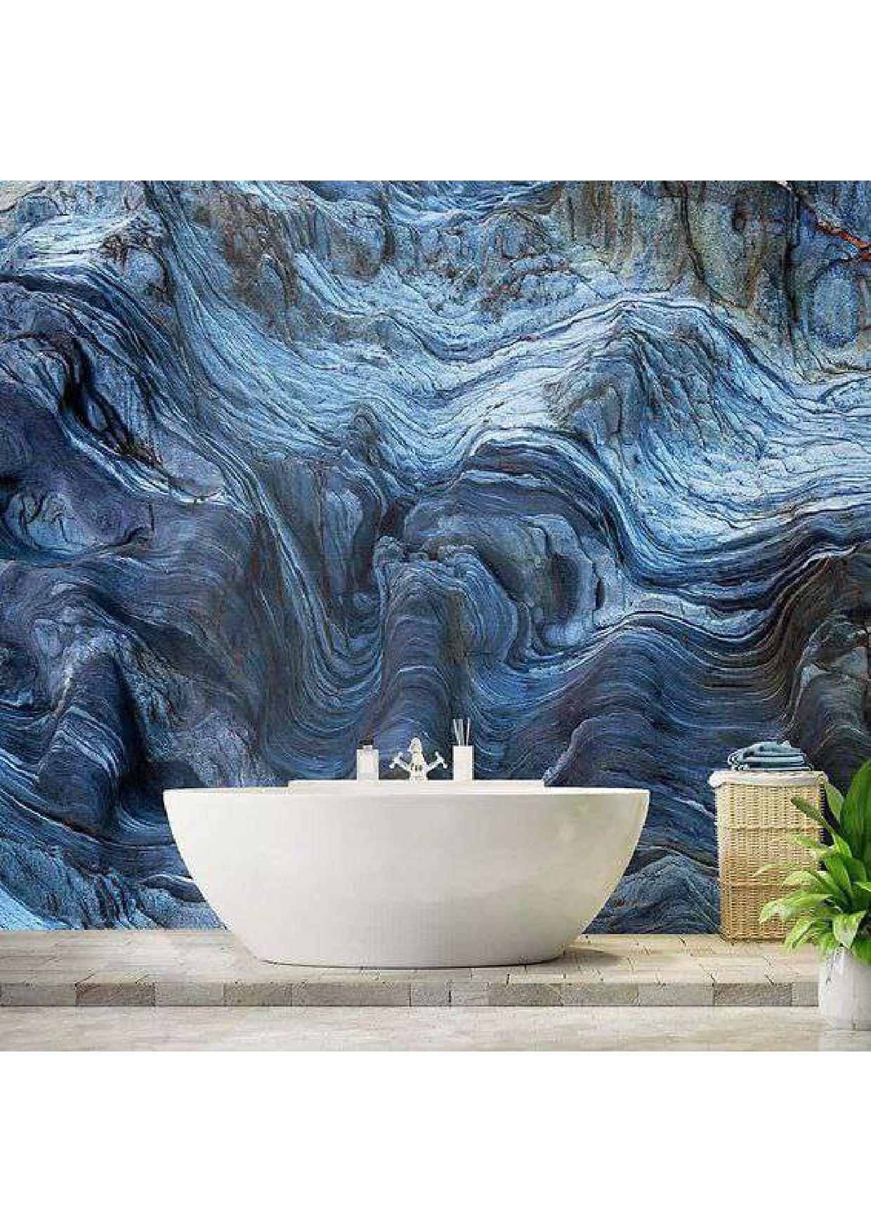Blue Rock Waves Abstract Wallpaper