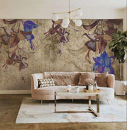 Blue Floral Rustic Wallpaper