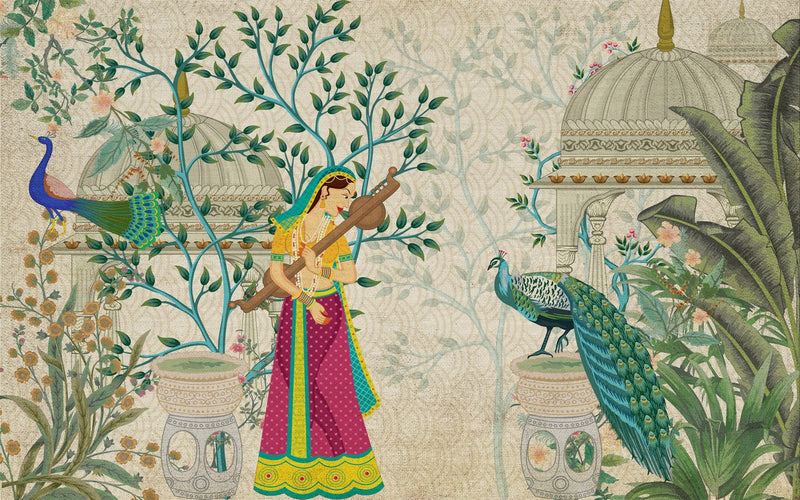 Indian Lady Peacock Wallpaper