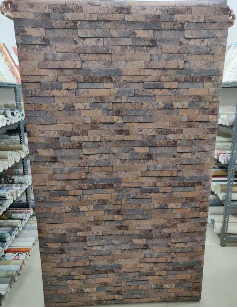 Korean 3D Brown Bricks Wallpaper Roll