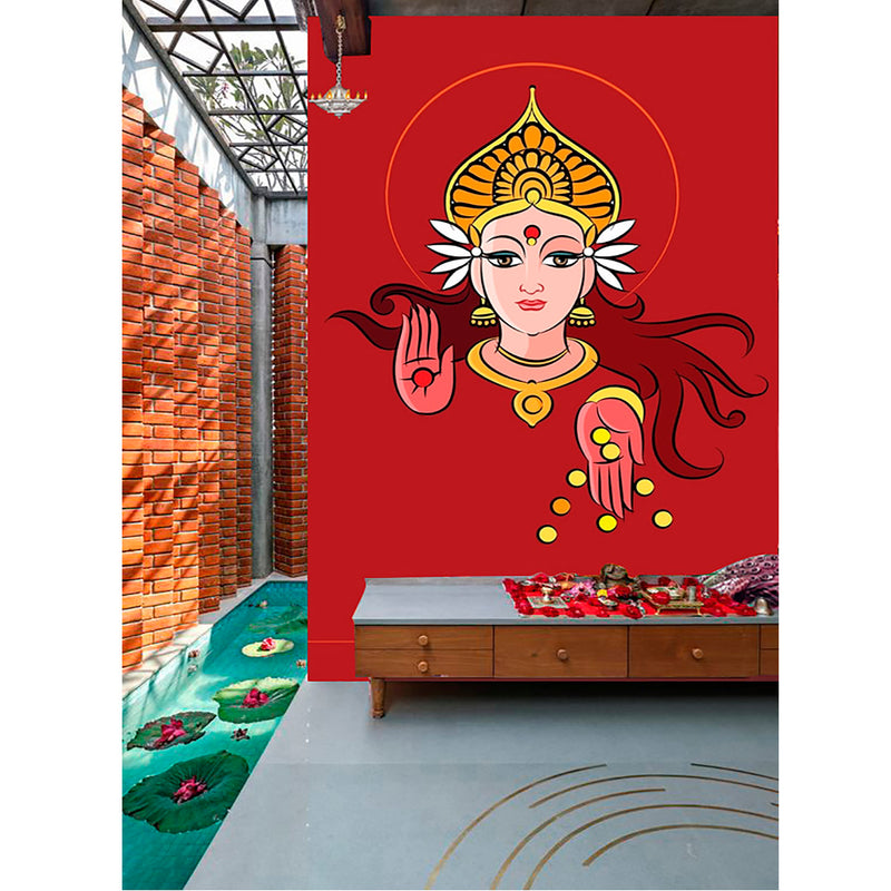 Laxmi Art In Red Self Adhesive Sticker Poster