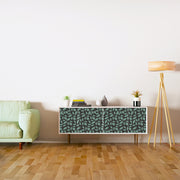 Blue Shaded Leafs In Brown Design Self Adhesive Sticker For Cabinet