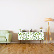 White Green Leafs Design Self Adhesive Sticker For Cabinet