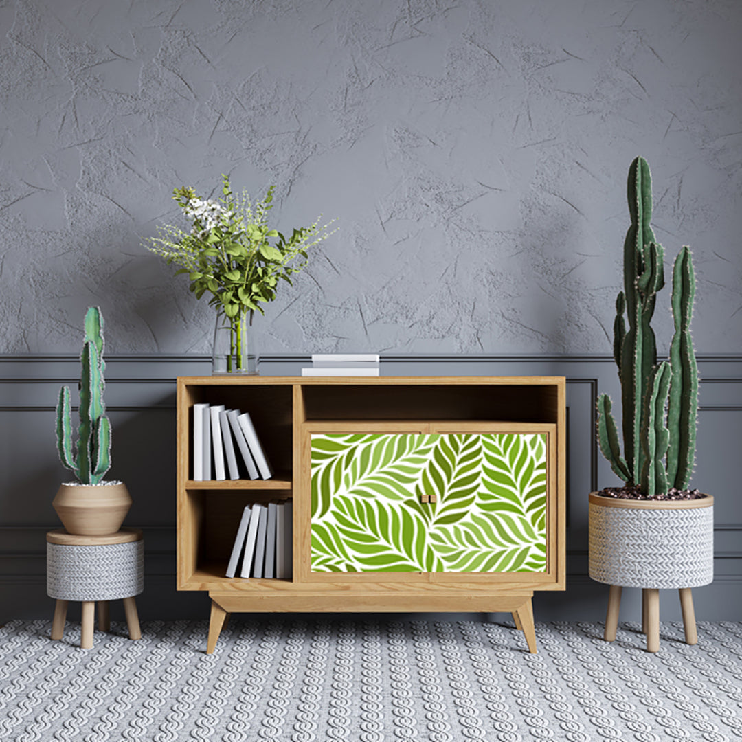 Green Leafs Design Self Adhesive Sticker For Cabinet