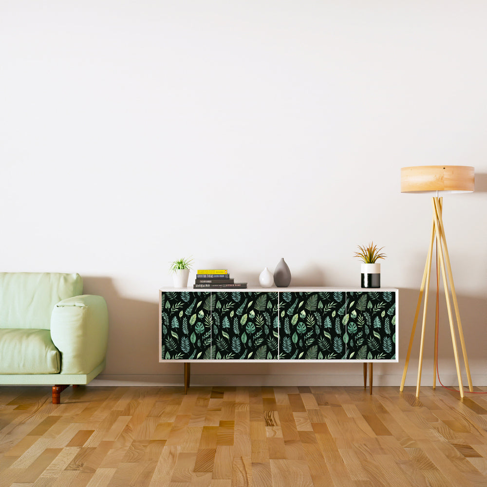 Green And Blue Small Leafs Self Adhesive Sticker For Cabinet