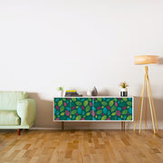 Colourful Yellow Shaded Leafs Design Self Adhesive Sticker For Cabinet