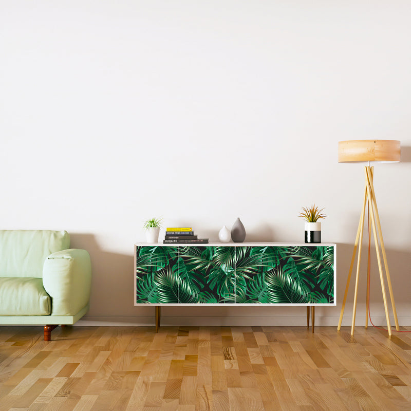 Green Shaded Leafs Self Adhesive Sticker For Cabinet
