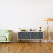 White Leafs On Gray Design Self Adhesive Sticker For Cabinet