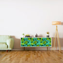 Green And Blue Shaded Leafs Design Self Adhesive Sticker For Cabinet
