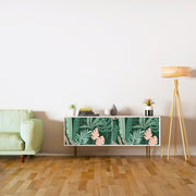 Pink Green Colourful Leafs Design Self Adhesive Sticker For Cabinet
