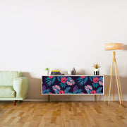 Pink Blue Leafs Design Self Adhesive Sticker For Cabinet