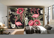 Pink Lotus  Painting Self Adhesive Sticker For Wardrobe