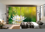 White Lotus Painting Self Adhesive Sticker For Wardrobe