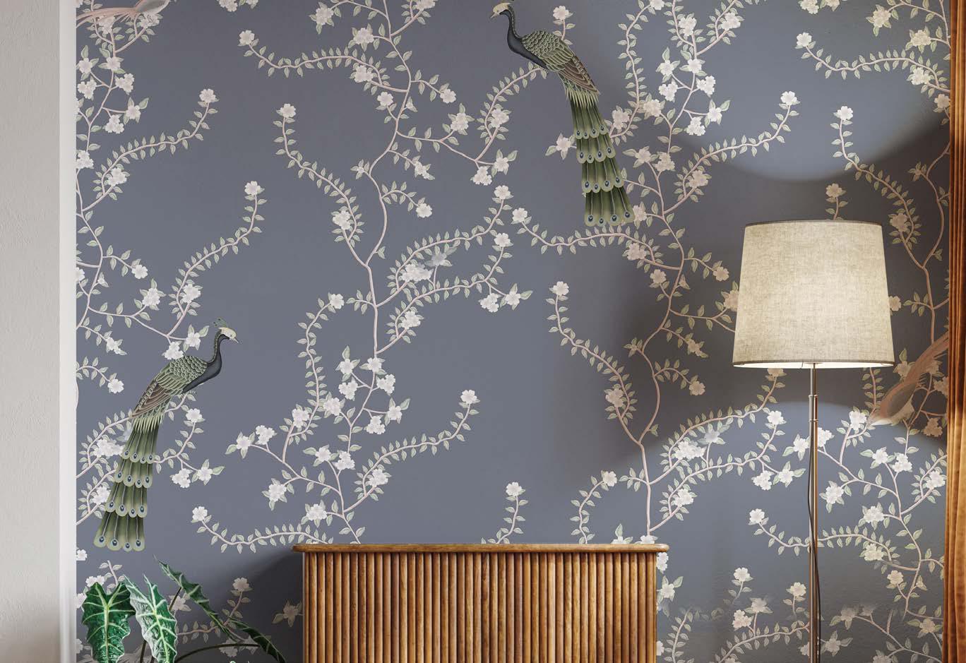 Lavender Leaf Chinoiserie Wallpaper