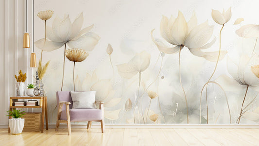 Lotus Cream Wallpaper