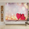 Two Red Wooden Heart Wallpaper