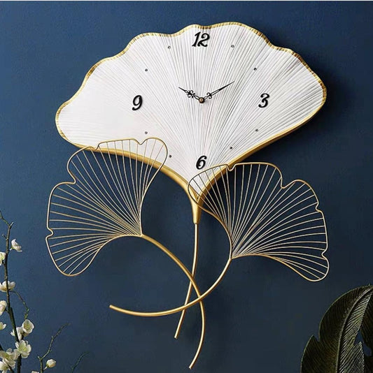 White Leaves Wall Clock