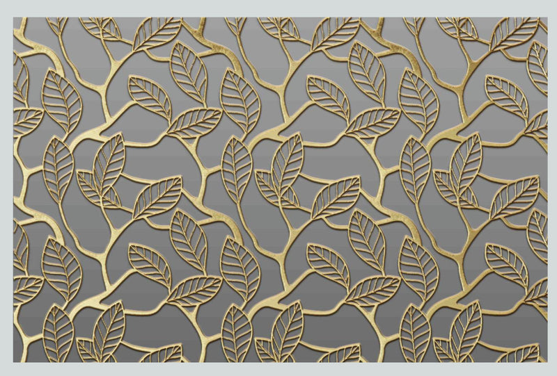 Metal Leaves With Grey Background wallpaper for wall