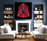 Monkey Space Orange Purple Art