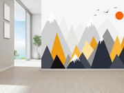 Yellow Black Grey Geometric Mountain Wallpaper