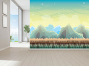 Yellow Blue Mountain Landscape Wallpaper