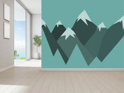 Shades of Blue Geometric Mountain Wallpaper