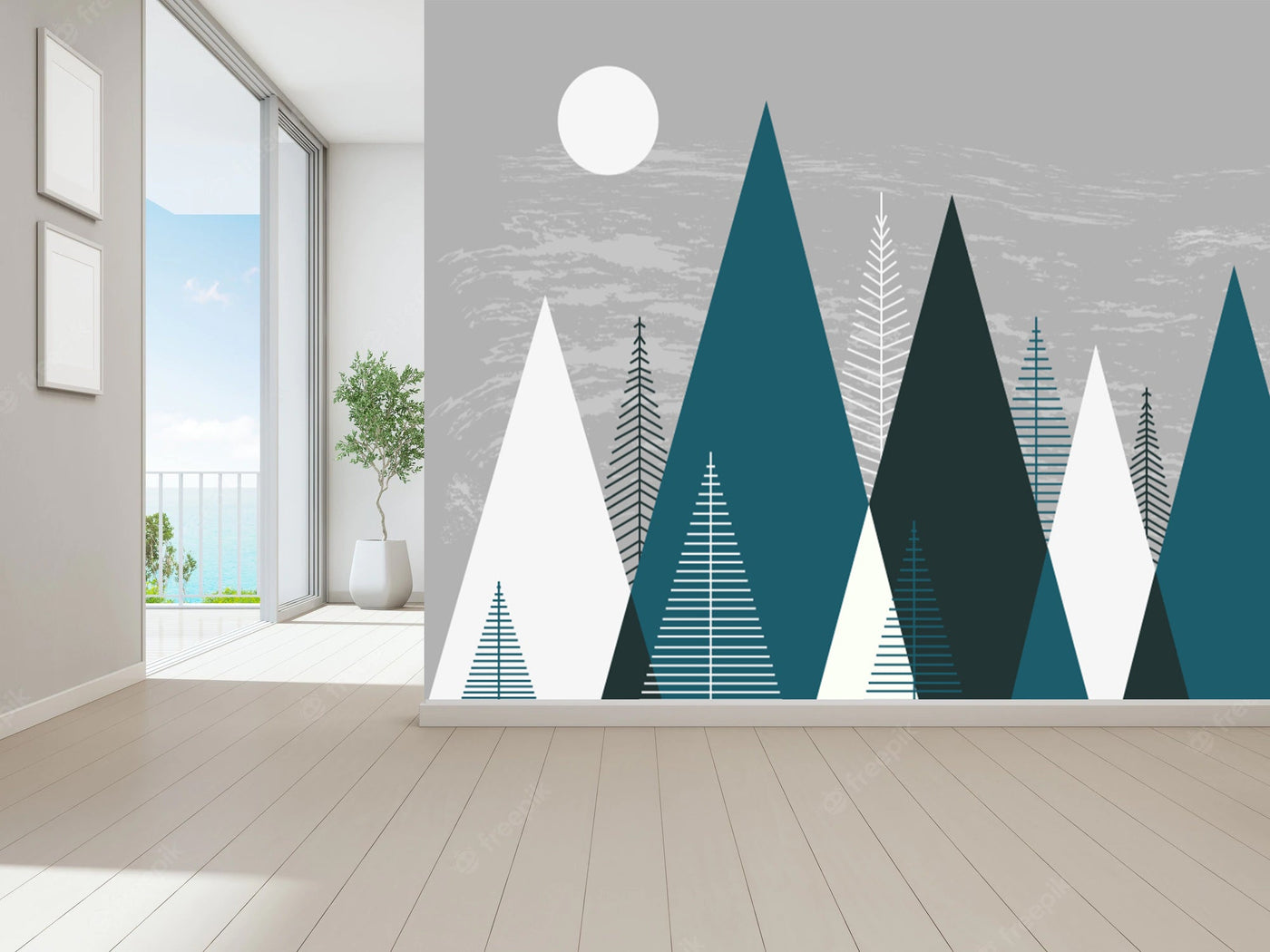 Geometric Tree Mountain Wallpaper