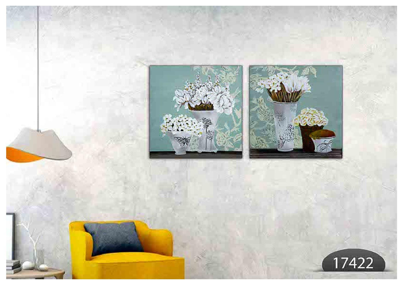 Floral Blue White Art, Set Of 2