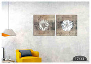 White Flower Poem Rustic Art, Set Of 2