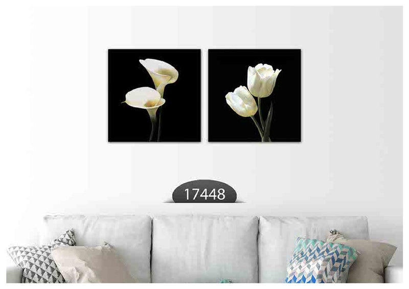 Black White Tulip Art, Set Of 2