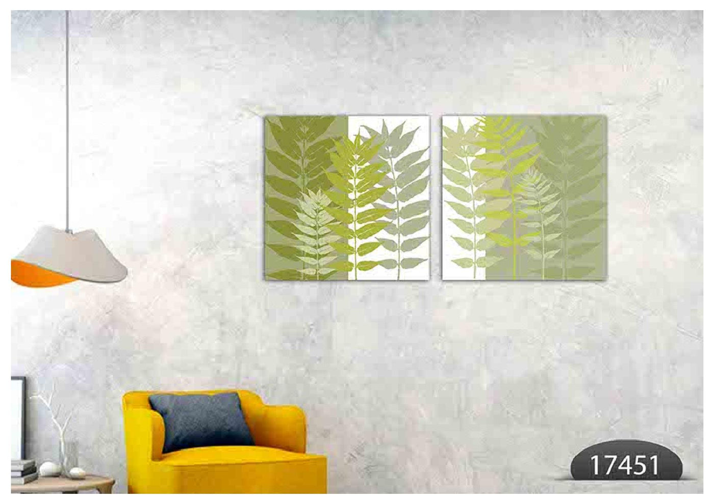 Shades Of Green Leaf Art, Set Of 2