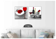 Wine Rose Art, Set Of 2