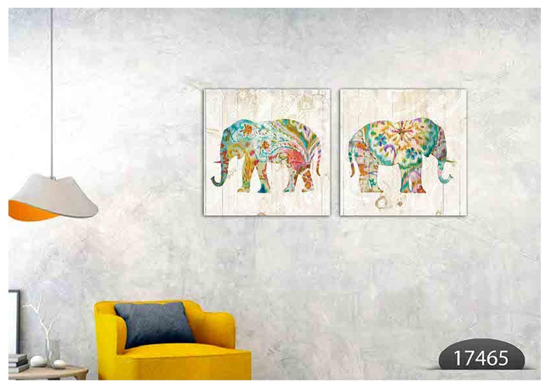 Traditional Elephant Art, Set Of 2