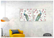 Peacock Pink Flower Art, Set Of 2