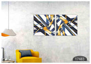 Blue Golden Line Art, Set Of 2