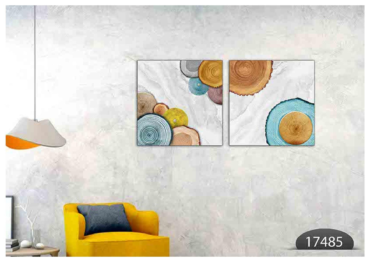 Blue Golden Wood Art, Set Of 2