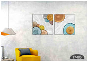 Blue Golden Wood Art, Set Of 2