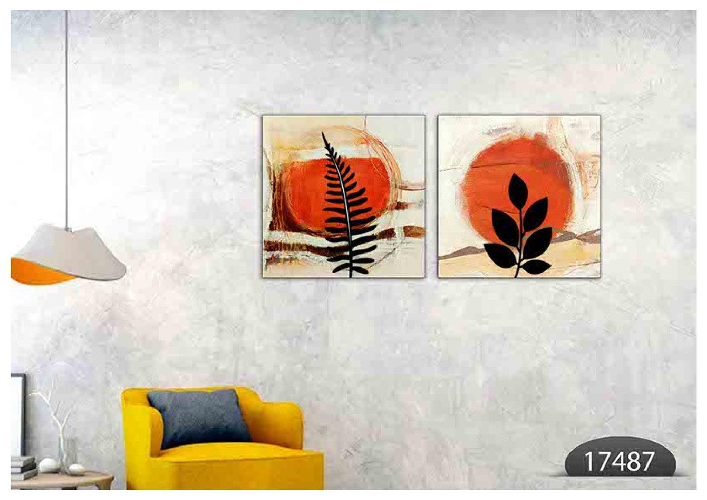 Orange Leaf Art, Set Of 2