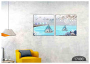 Ship Blue Art, Set Of 2