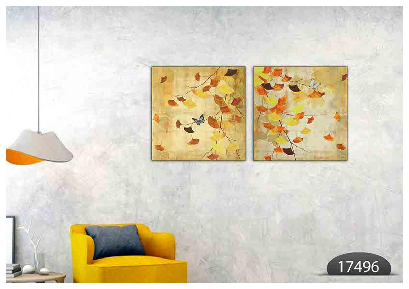 Orange Yellow Leaf, Set Of 2