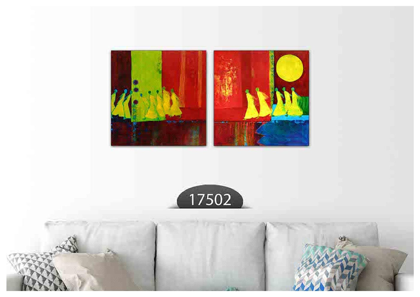 Red Yellow Art, Set Of 2