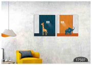 Giraffe Elephant Kid Art, Set Of 2
