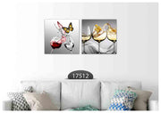 Yellow Red Wine Art, Set Of 2