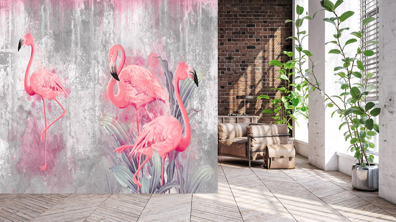 Watercolors Flamingos Wallpaper