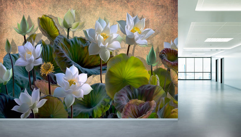 White Lotus Murals Wallpaper