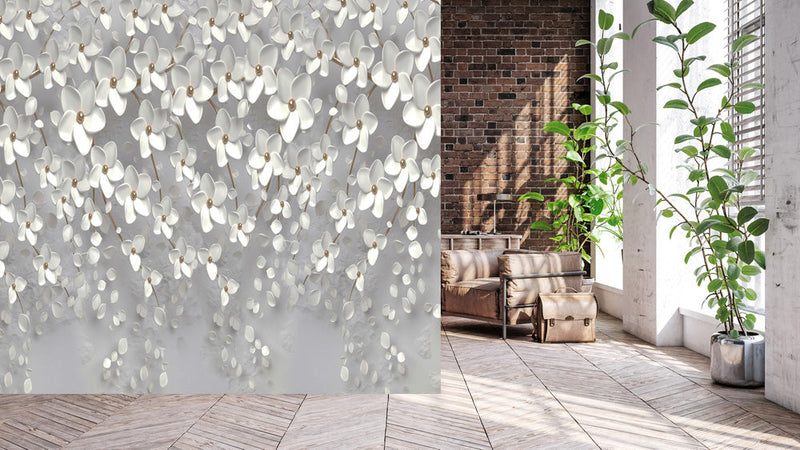 White Flower Murals Wallpaper