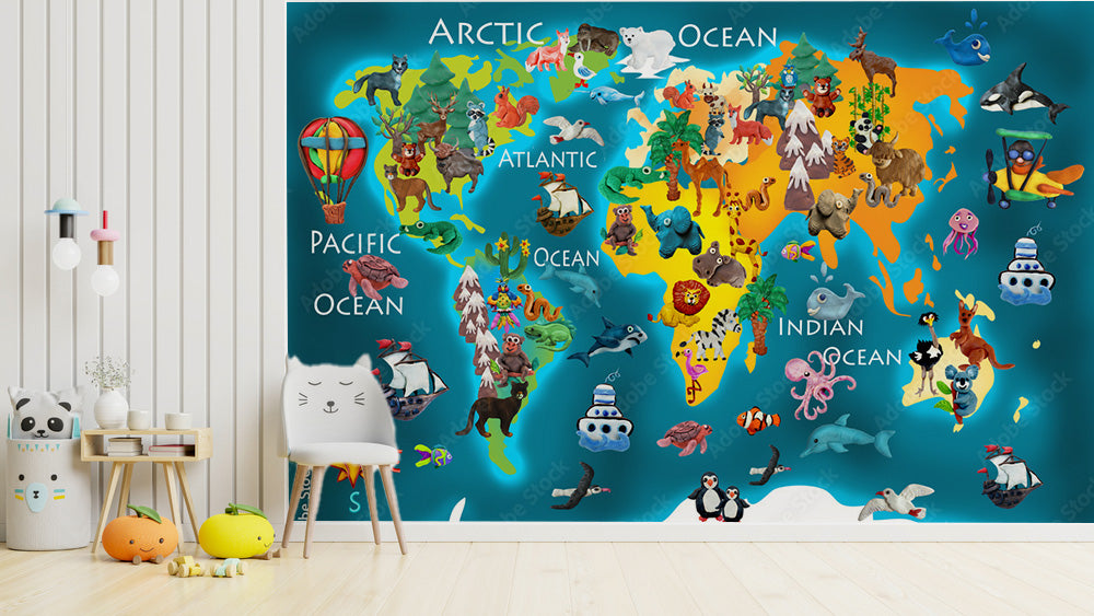 Kid Map Bank Mapmaker's Mural Kid Map Wallpaper – Myindianthings