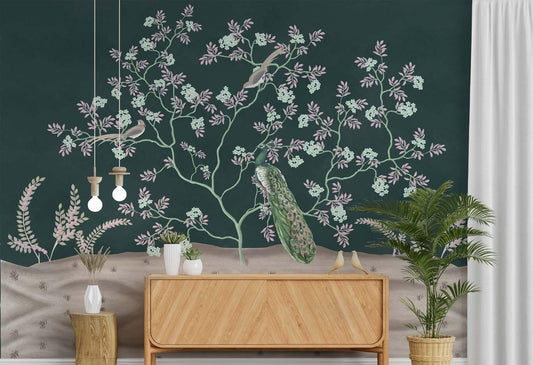 Minty Meadow Mingle Chinoiserie Wallpaper