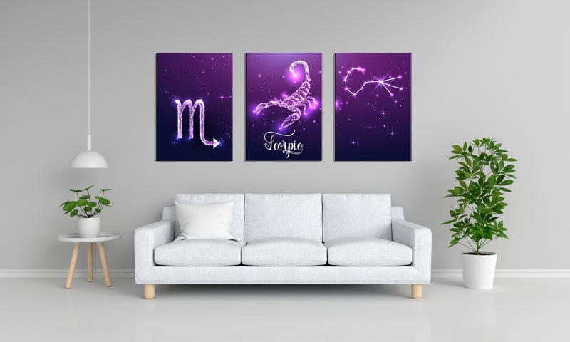 Scorpio Zodiac Sign Art, Set Of 3
