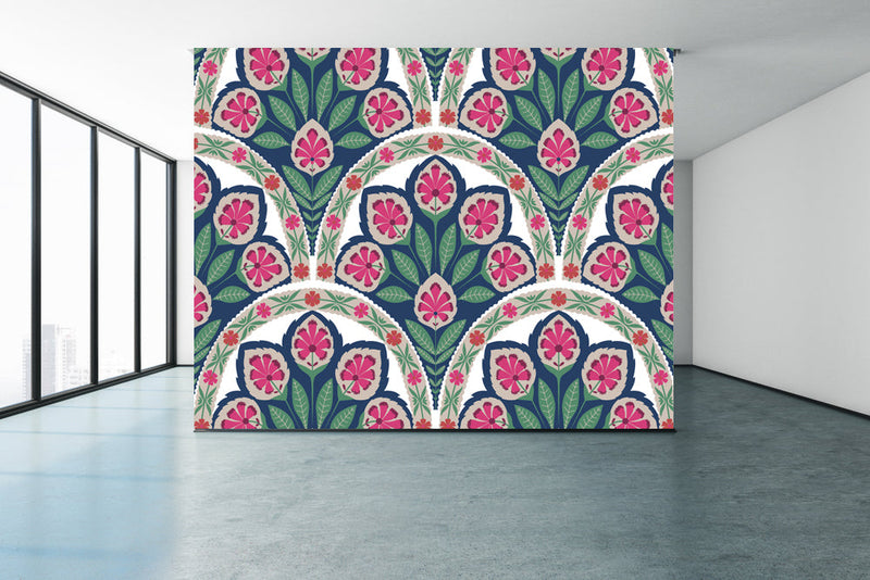 Pink Green Mandala Art Pattern Wallpaper